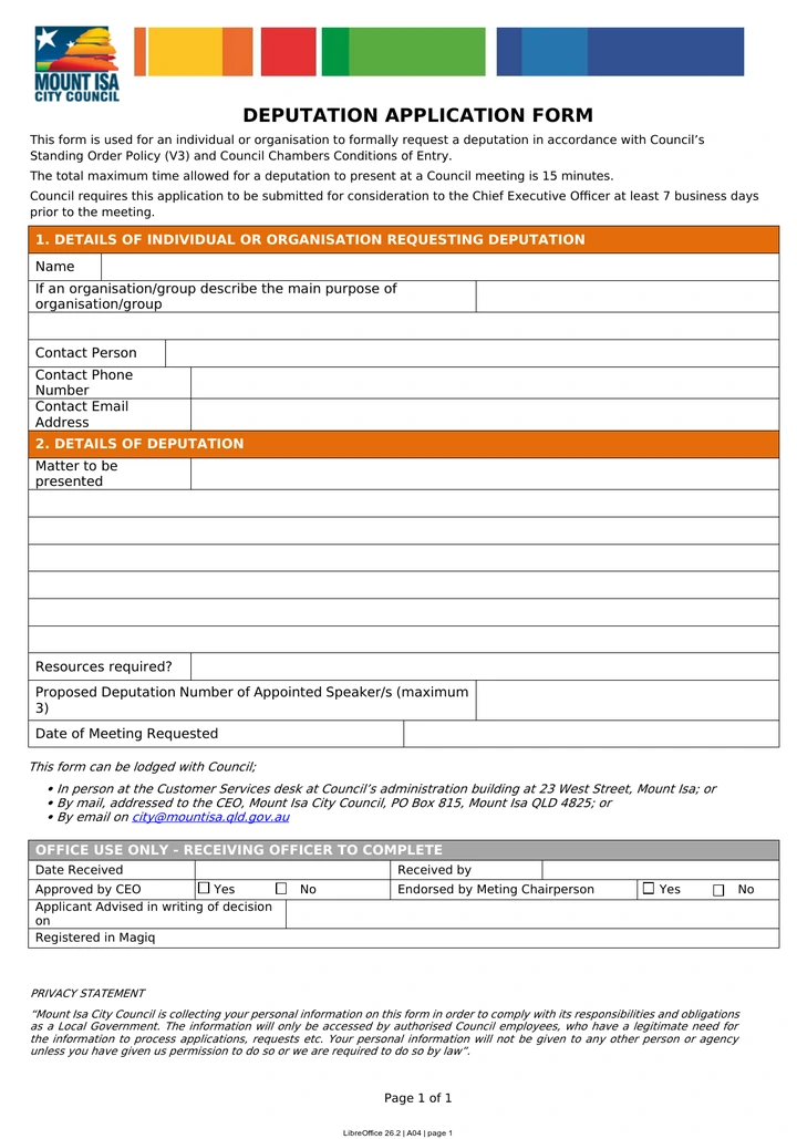 LibreOffice 26.2 rendering of Branded form